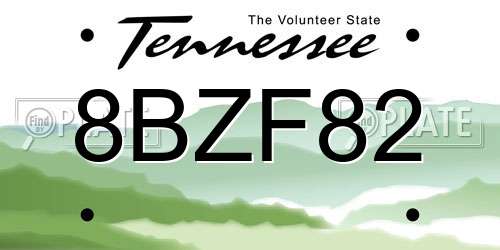 8BZF82 Tennessee License Plate
