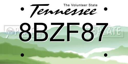 8BZF87 Tennessee License Plate