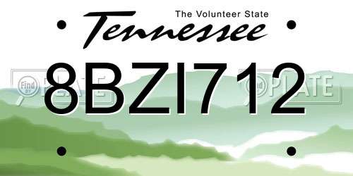 8BZI712 Tennessee License Plate