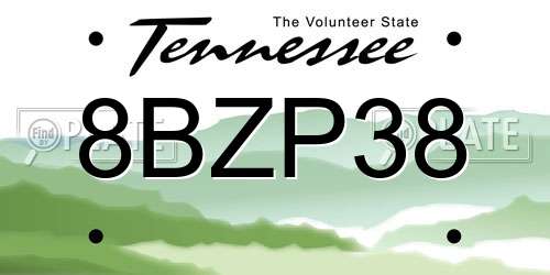 8BZP38 Tennessee License Plate