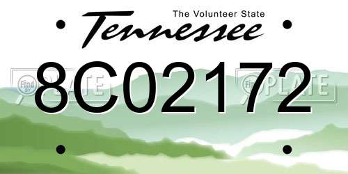 8C02172 Tennessee License Plate