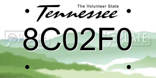 8C02F0 Tennessee License Plate