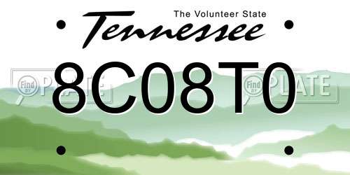 8C08T0 Tennessee License Plate