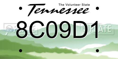 8C09D1 Tennessee License Plate