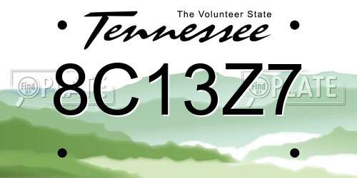 8C13Z7 Tennessee License Plate