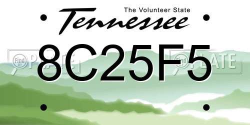 8C25F5 Tennessee License Plate
