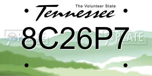 8C26P7 Tennessee License Plate