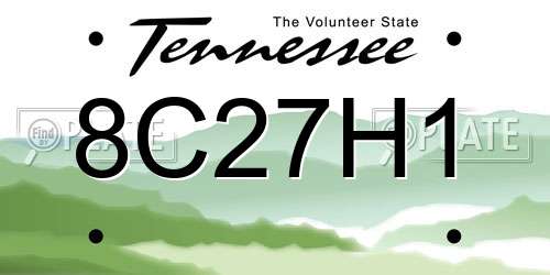 8C27H1 Tennessee License Plate