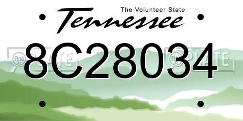 8C28034 Tennessee License Plate