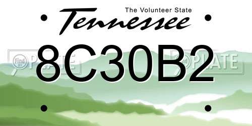 8C30B2 Tennessee License Plate