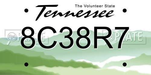 8C38R7 Tennessee License Plate