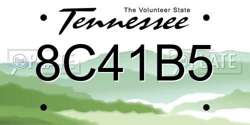 8C41B5 Tennessee License Plate
