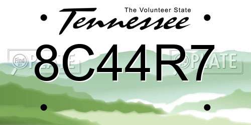 8C44R7 Tennessee License Plate