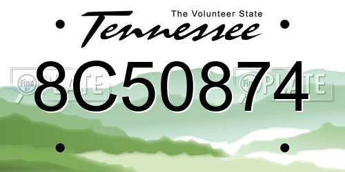 8C50874 Tennessee License Plate