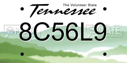 8C56L9 Tennessee License Plate
