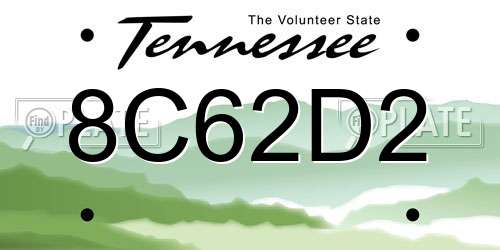 8C62D2 Tennessee License Plate