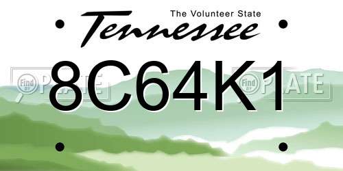 8C64K1 Tennessee License Plate