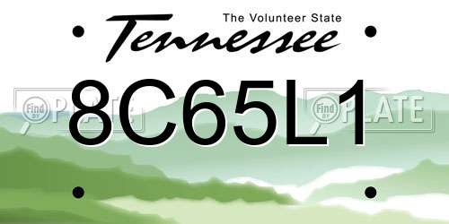 8C65L1 Tennessee License Plate