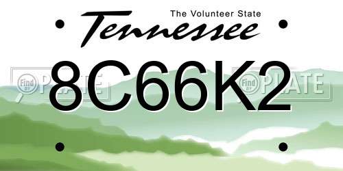 8C66K2 Tennessee License Plate