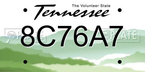 8C76A7 Tennessee License Plate