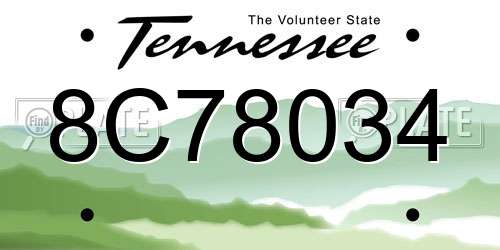8C78034 Tennessee License Plate