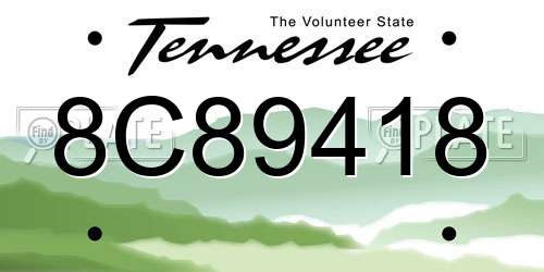 8C89418 Tennessee License Plate