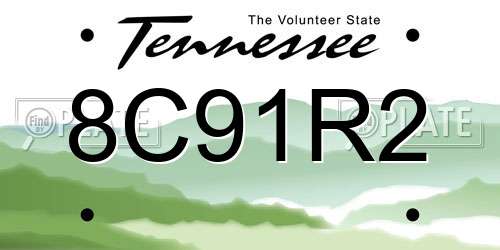 8C91R2 Tennessee License Plate