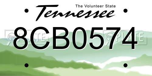 8CB0574 Tennessee License Plate