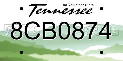 8CB0874 Tennessee License Plate