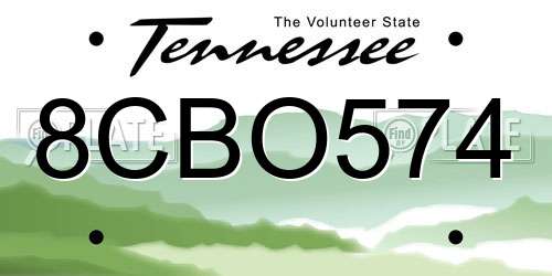 8CBO574 Tennessee License Plate