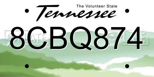 8CBQ874 Tennessee License Plate