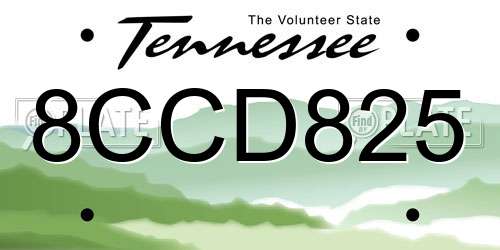 8CCD825 Tennessee License Plate