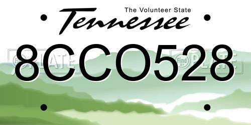 8CCO528 Tennessee License Plate