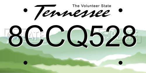 8CCQ528 Tennessee License Plate