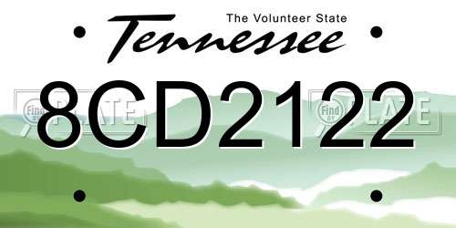 8CD2122 Tennessee License Plate