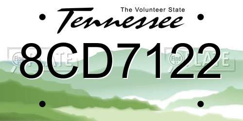 8CD7122 Tennessee License Plate