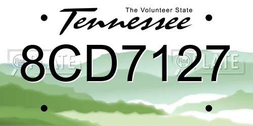 8CD7127 Tennessee License Plate