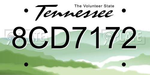 8CD7172 Tennessee License Plate
