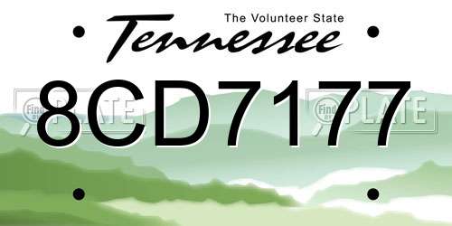 8CD7177 Tennessee License Plate