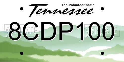 8CDP100 Tennessee License Plate