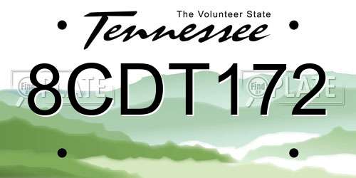 8CDT172 Tennessee License Plate