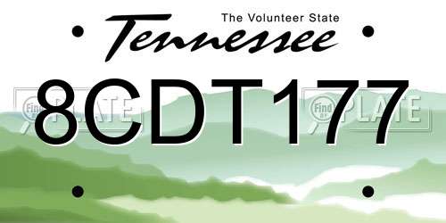 8CDT177 Tennessee License Plate