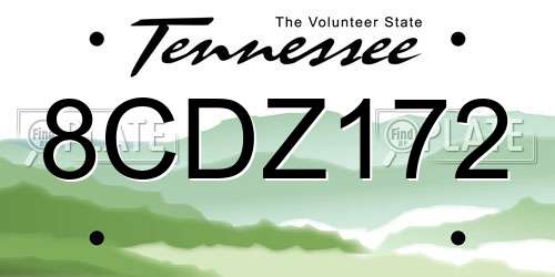 8CDZ172 Tennessee License Plate