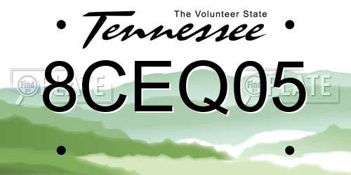 8CEQ05 Tennessee License Plate