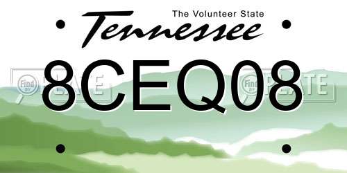 8CEQ08 Tennessee License Plate