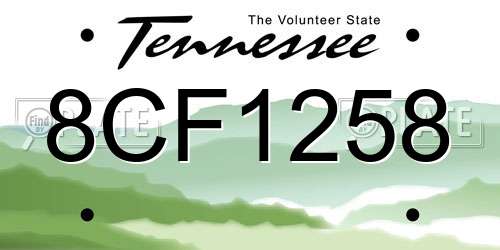 8CF1258 Tennessee License Plate