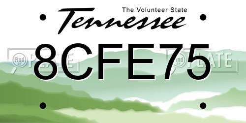 8CFE75 Tennessee License Plate