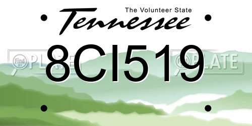8CI519 Tennessee License Plate