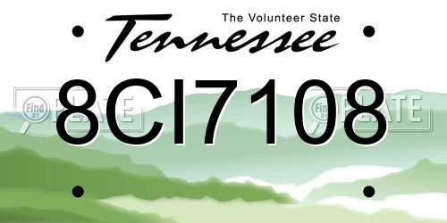 8CI7108 Tennessee License Plate