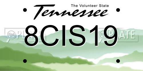 8CIS19 Tennessee License Plate